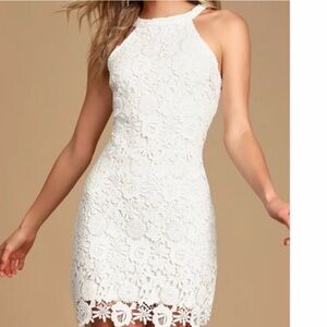 Lulu's White Lace Halter Dress